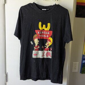 Beavis and Butthead Burger World Black Tee Shirt Size Medium
